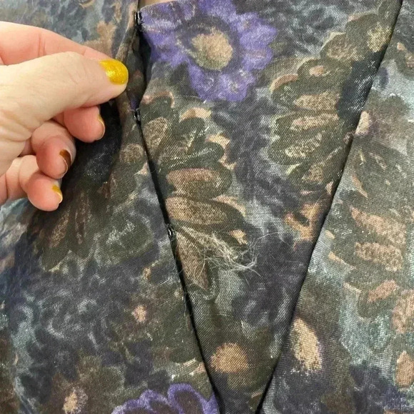 Vintage 70’s/80’s handmade dropwaist modesty black floral dress-XL AS IS - Picture 10 of 10